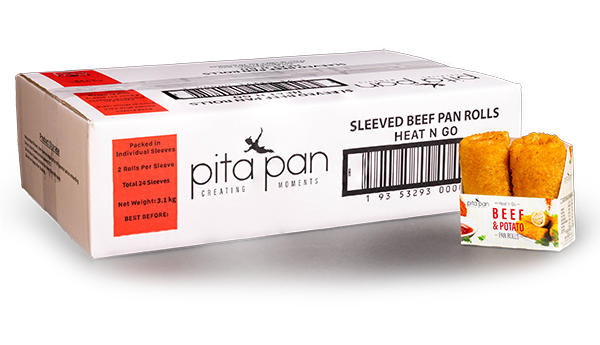 Wholesale box of Beef Pan Rolls containing 40 pieces